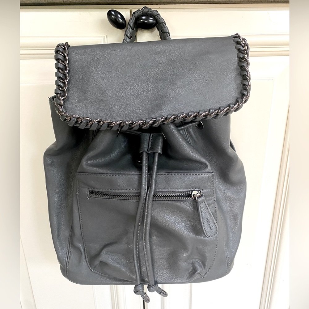 Kenzie Gray Vegan Faux Leather Backpack